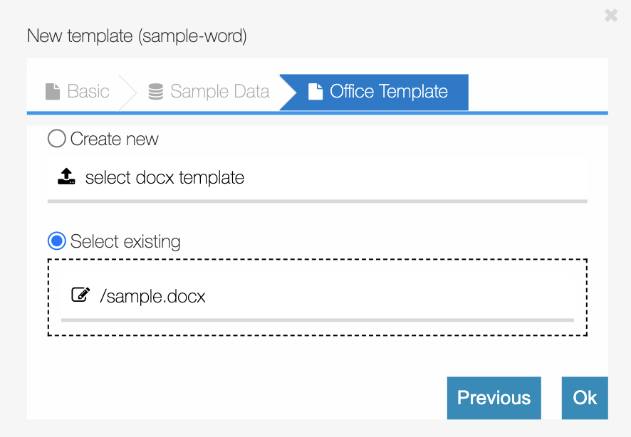 Word template file selection