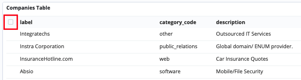 Filter checkbox on a record table