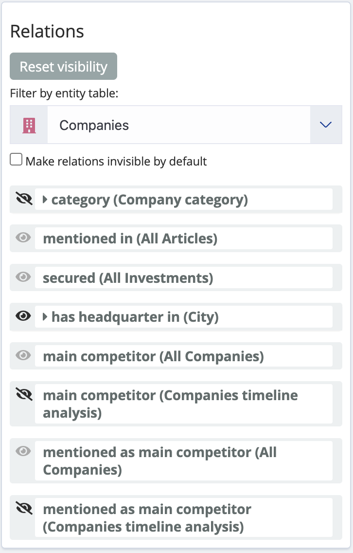 Relational Navigator settings