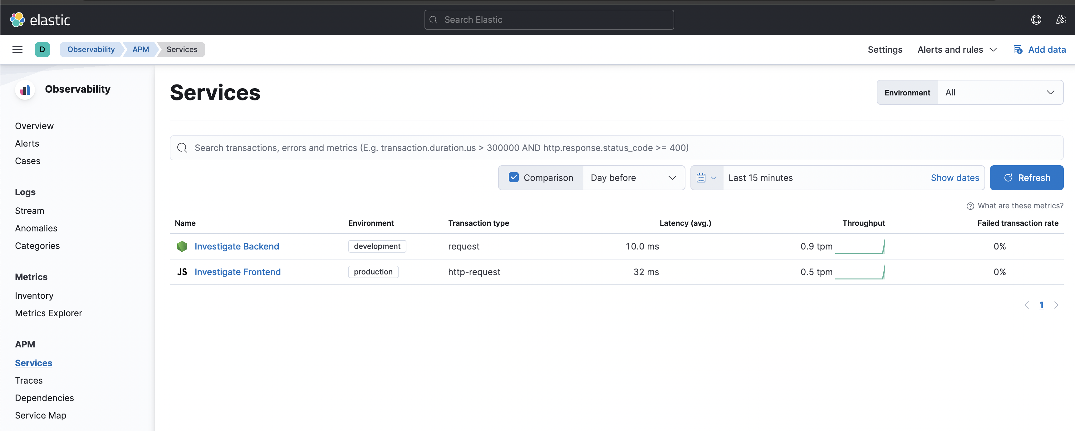 Kibana APM app