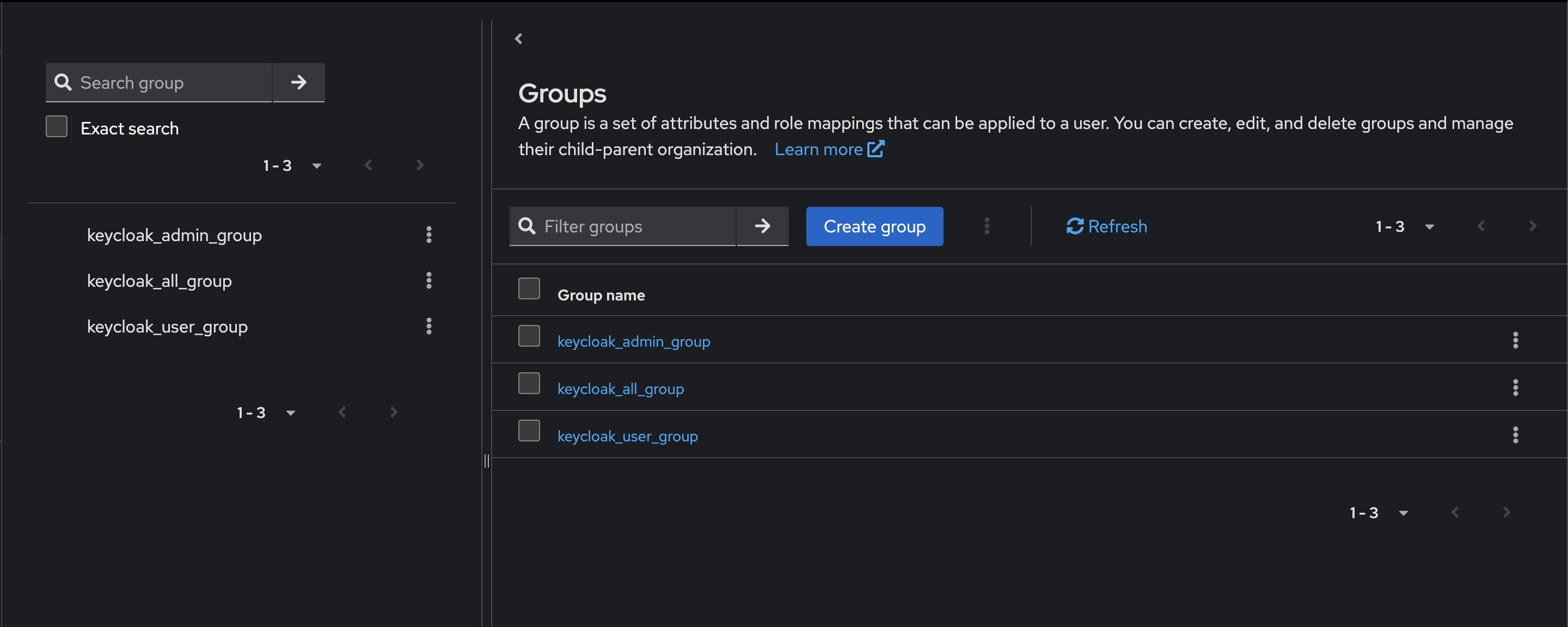 Create keycloak groups